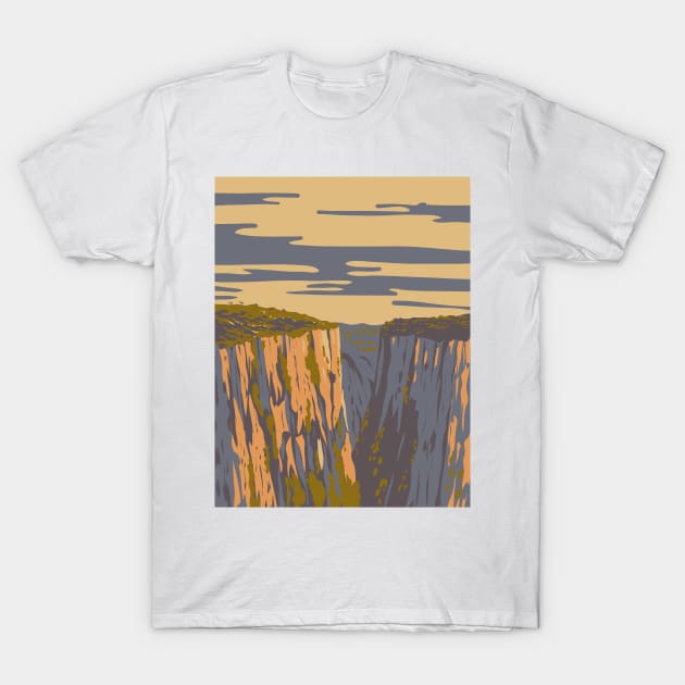 Itaimbezinho Canyon in Aparados da Serra National Park Brazil WPA Art Deco Poster T-Shirt by retrovectors